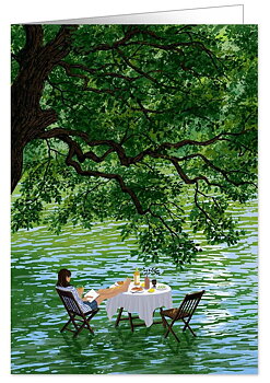 Reading in summer time, Heartfelt, Greeting Card 