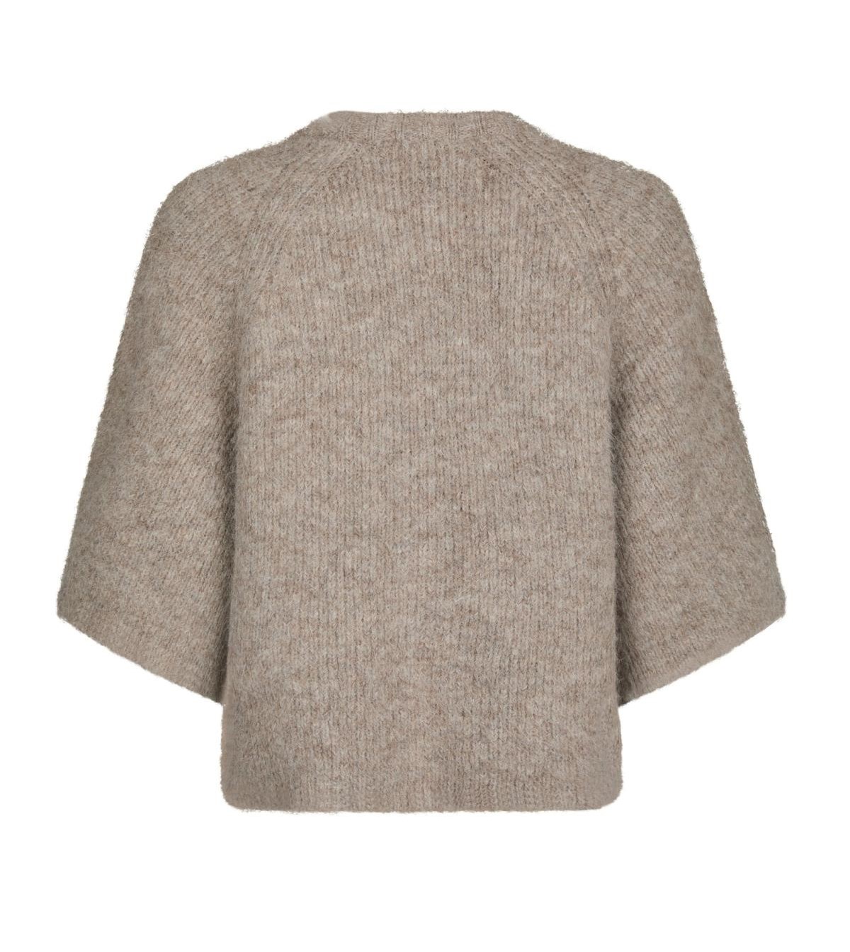 Neo Noir Amaya Fluffy Knit Cardigan , Beige Melange - 2