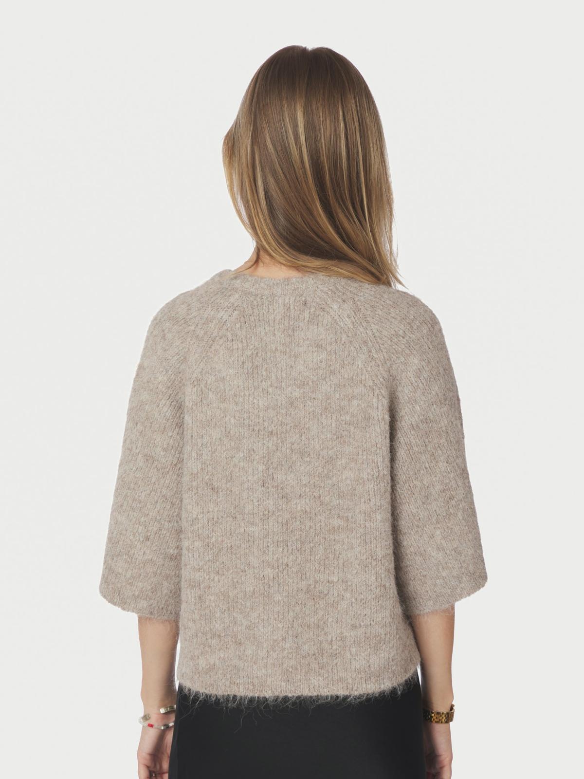 Neo Noir Amaya Fluffy Knit Cardigan , Beige Melange - 4