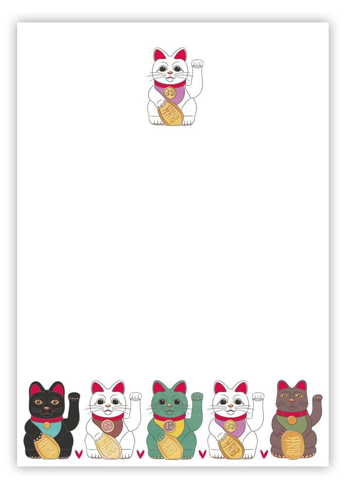 Lucky Waving Cats, Slant Note Block, Quire Stationary