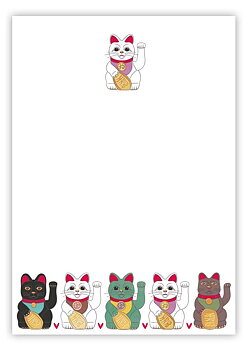 Lucky Waving Cats, Slant Note Block, Quire Stationary