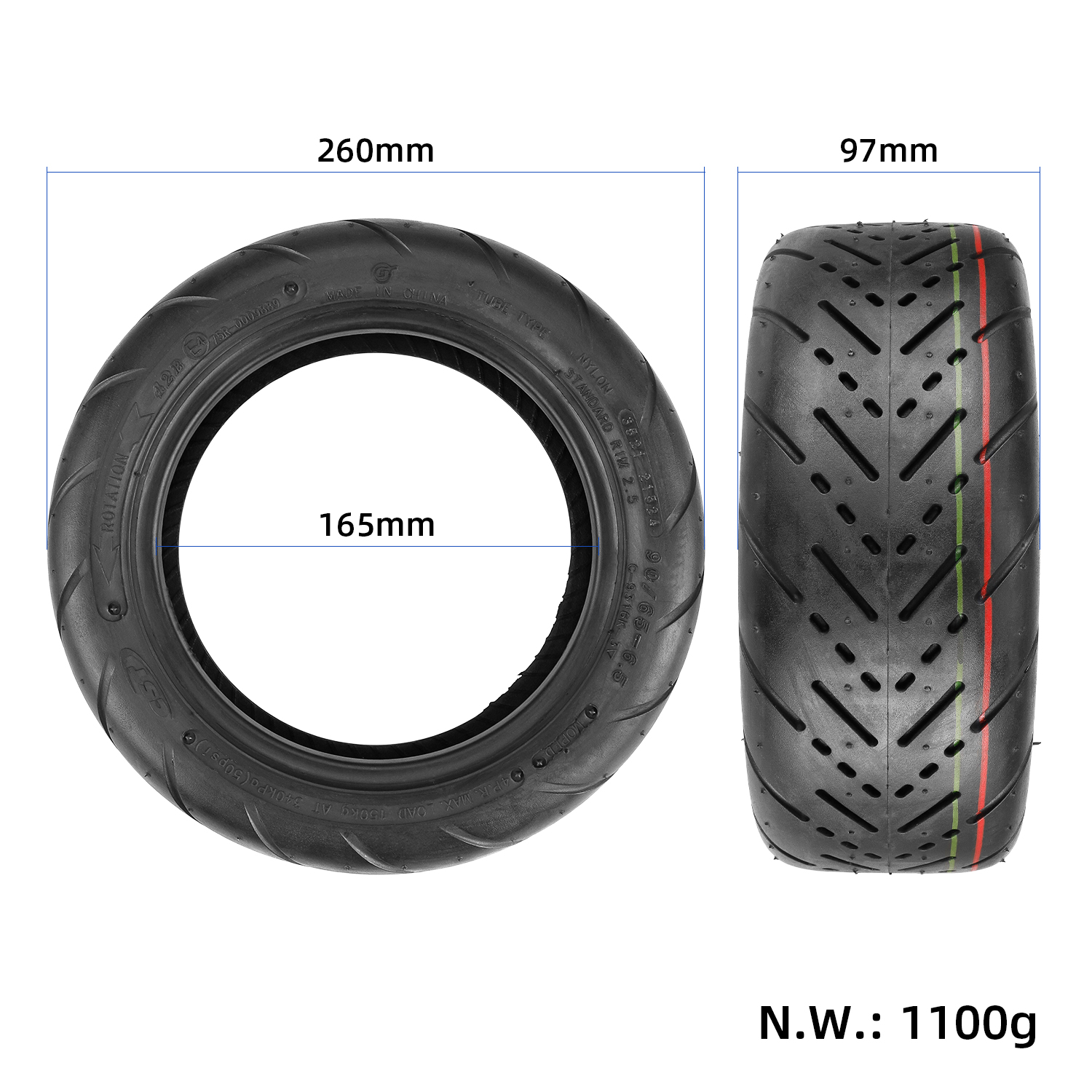 90/65-6.5 däck till elsparkcykel Tubeless – Street - 2