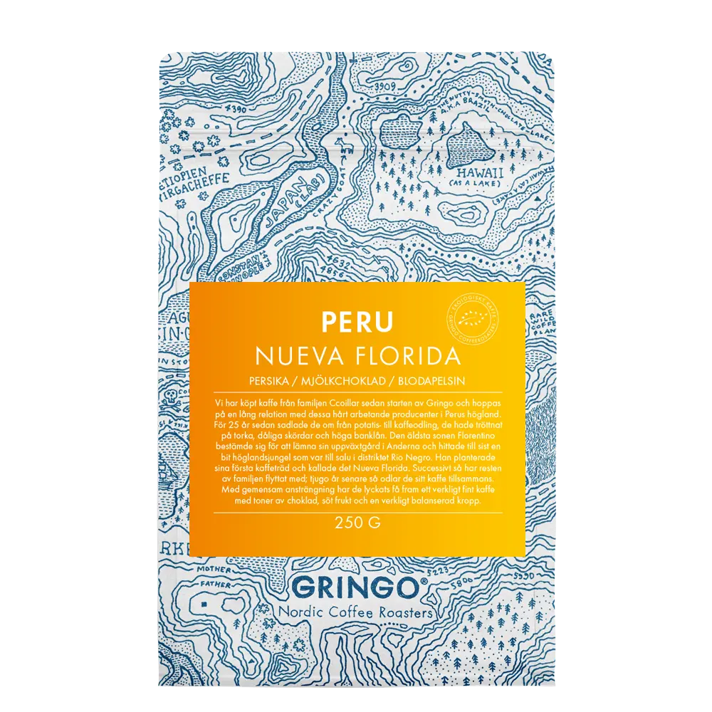 Gringo Nordic - Nueva Florida - Peru - Ekologiska (SE-EKO-04) mellanrostade hela kaffebönor - 250g