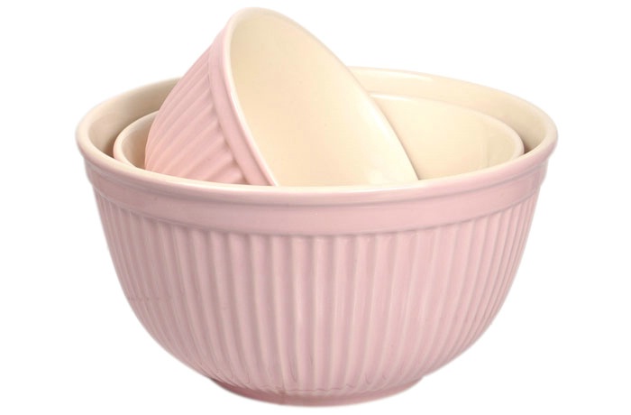 3-pack skålar Skåluppsättning Mynte - Ljusrosa rosa lantlig stil