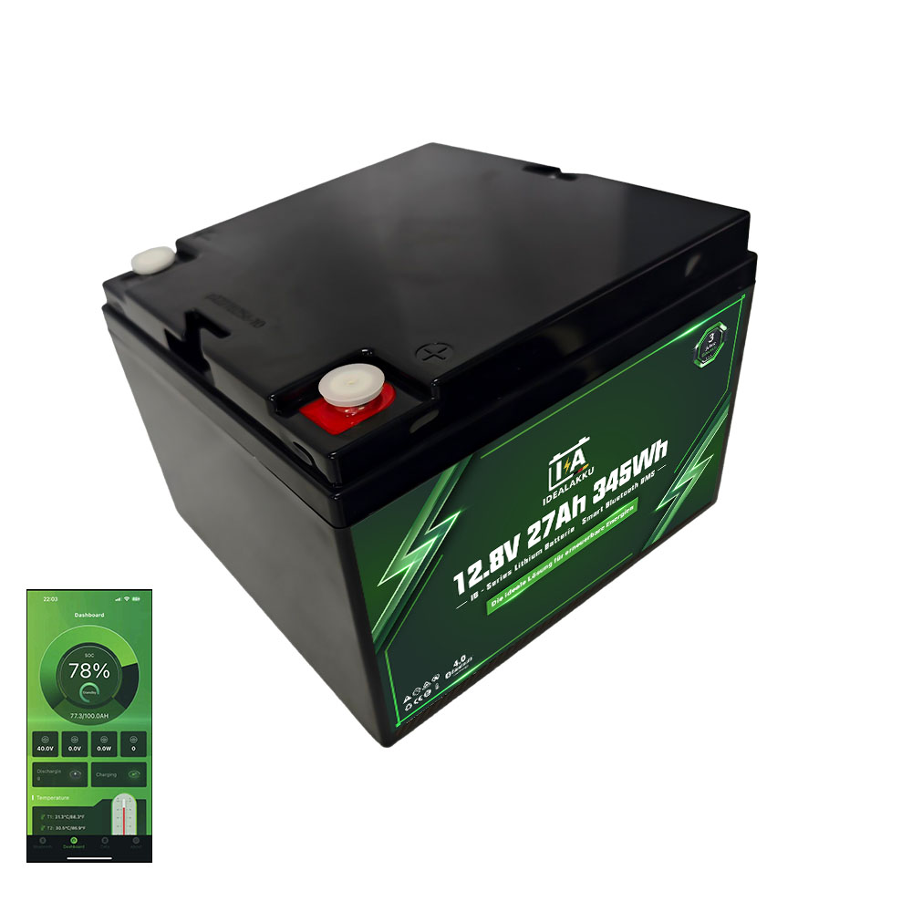 LiFePO4 Batteri 12 Volt  27 Ah , BMS , Bluetooth App , Bodelsbatteri -Idealakku-