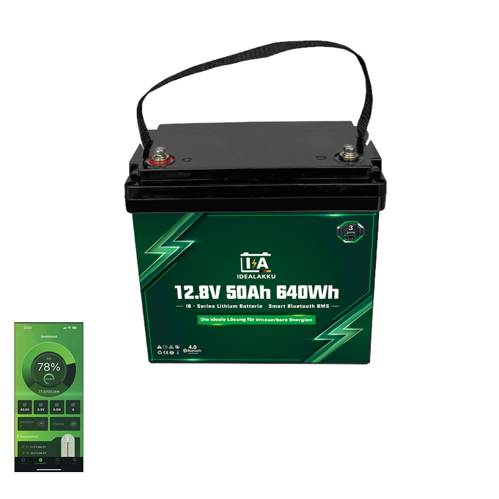 LiFePO4 Batteri 12 Volt  50 Ah , BMS , Bluetooth App , Bodelsbatteri -Idealakku-