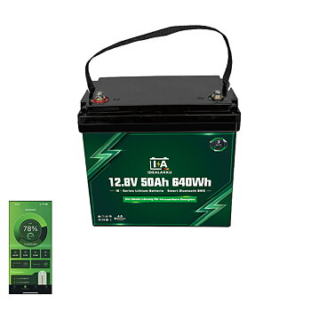 LiFePO4 Batteri 12 Volt  50 Ah , BMS , Bluetooth App , Bodelsbatteri -Idealakku-