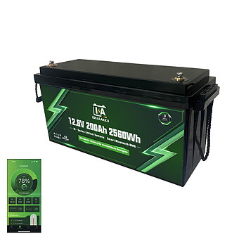LiFePO4 Batteri 12 Volt 200 Ah , BMS , Bluetooth App , Bodelsbatteri -Idealakku-