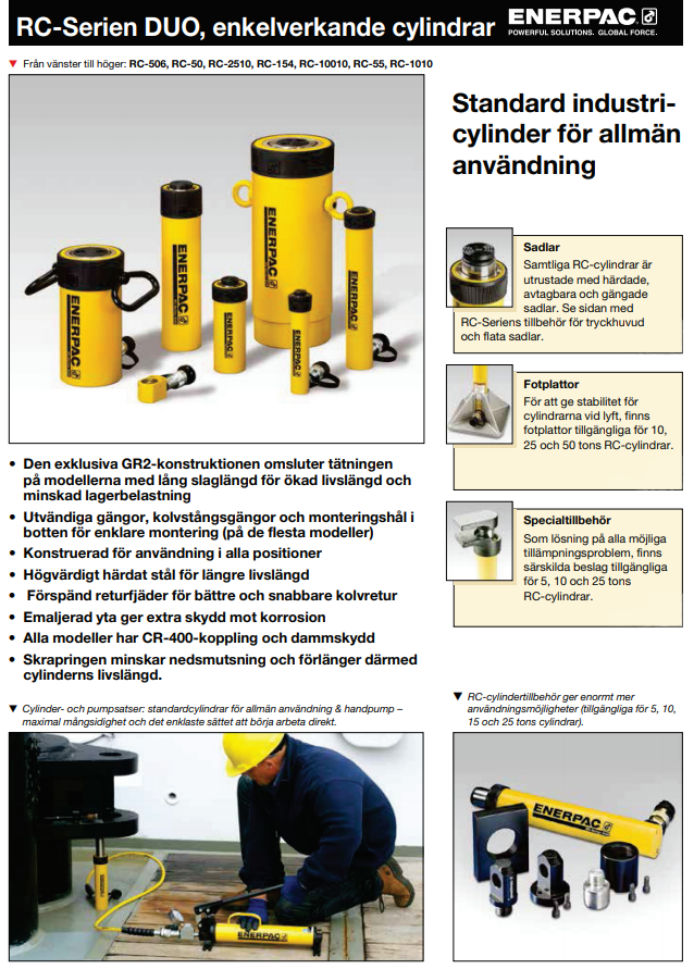 Enerpac enkelverkande cylinder RC158 / 15 Ton - 3