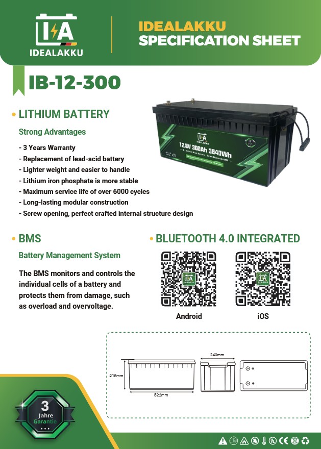 LiFePO4 Batteri 12 Volt 300 Ah , BMS , Bluetooth App , Bodelsbatteri -Idealakku- - 2