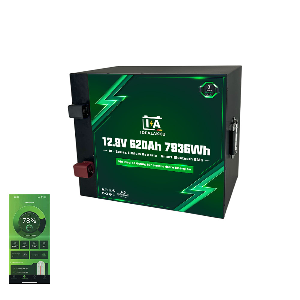 LiFePO4 Batteri 12 Volt 620 Ah , BMS , Bluetooth App , Bodelsbatteri -Idealakku-