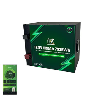 LiFePO4 Batteri 12 Volt 620 Ah , BMS , Bluetooth App , Bodelsbatteri -Idealakku-