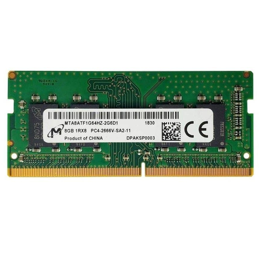 Begagnat 8GB DDR4 (1x8GB) Micron SODIMM 1Rx8 PC4-2666V 2666MHz RAM Minne MTA8ATF1G64HZ-2G6