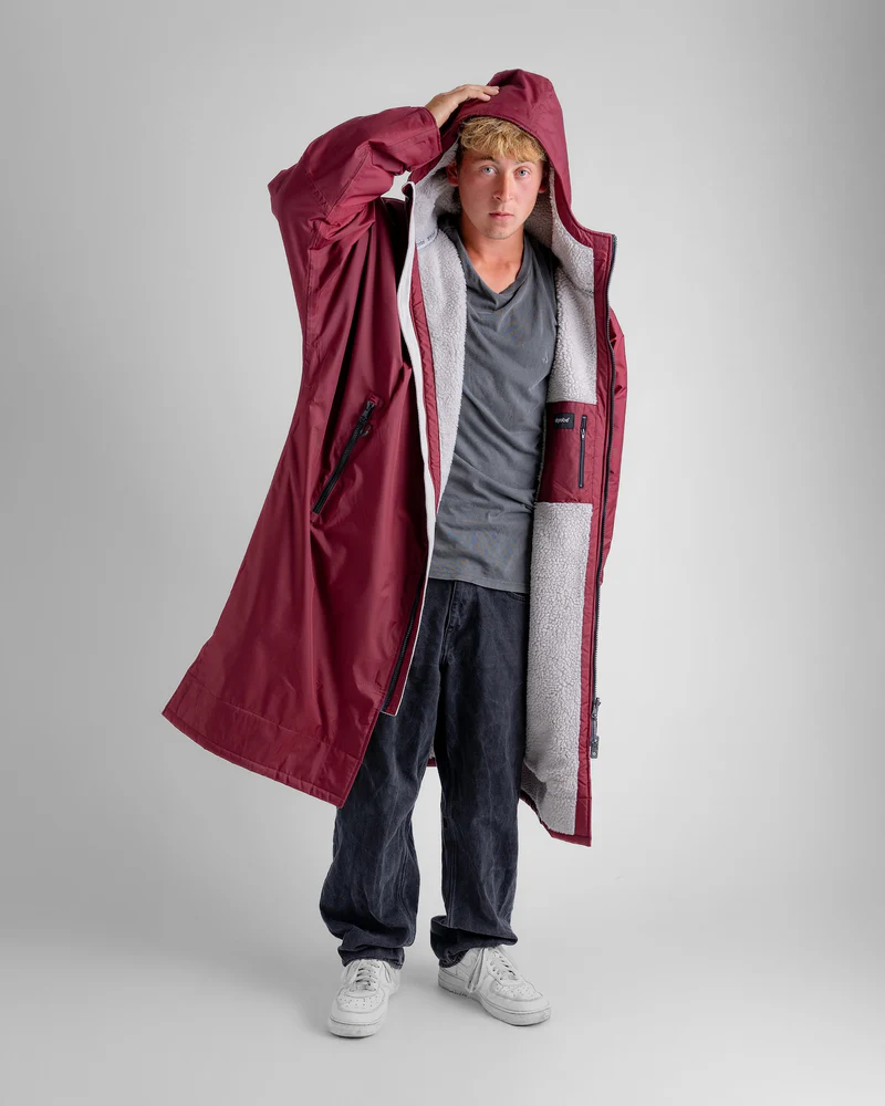 dryrobe® Advance Long Sleeve - Burgundy / Grey 3
