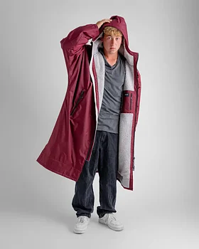 dryrobe® Advance Long Sleeve - Burgundy / Grey 3