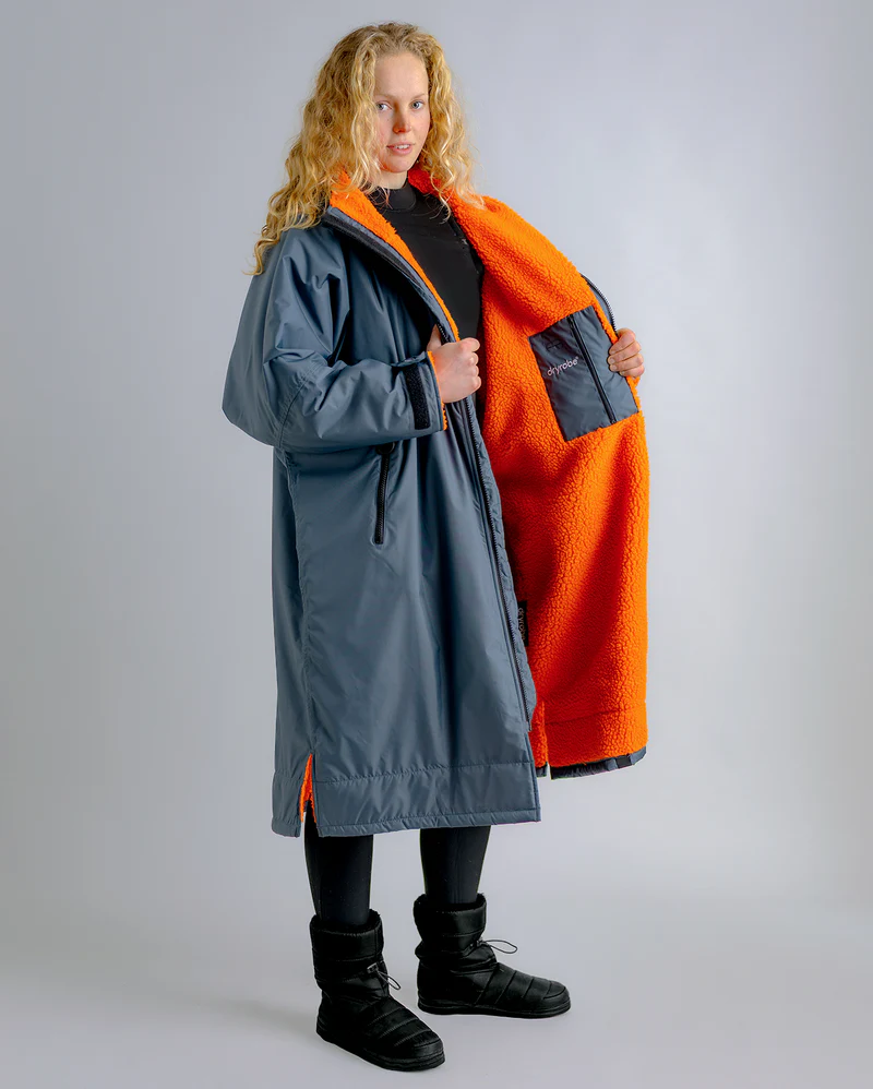 dryrobe® Advance Long Sleeve - Dark Grey / Orange 2