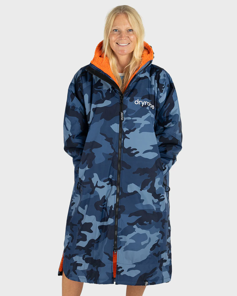 dryrobe® Advance Long Sleeve - Blue Camo / Orange 2