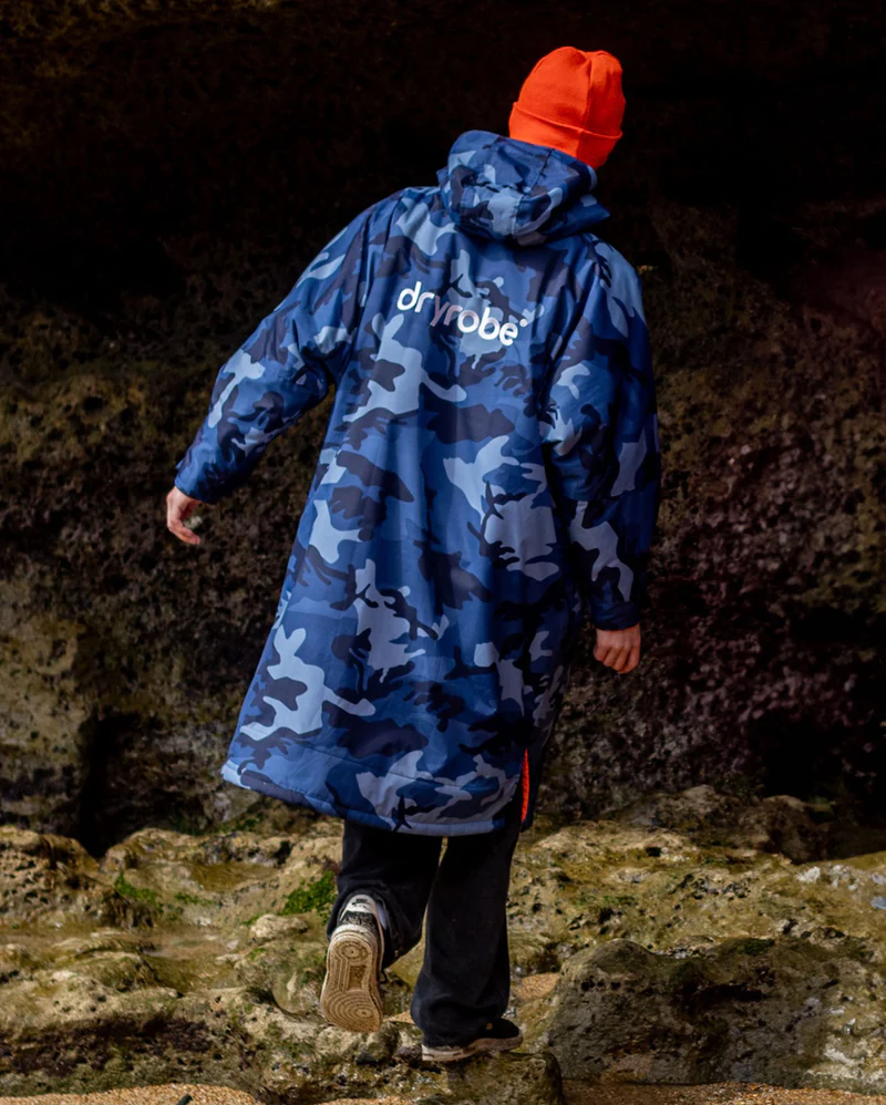 dryrobe® Advance Long Sleeve - Blue Camo / Orange 4