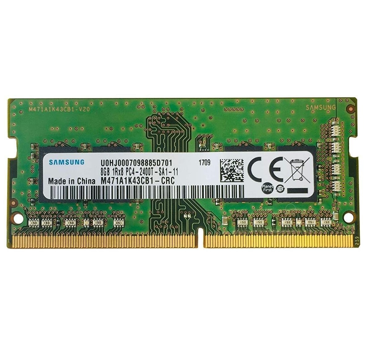 Begagnat 8GB DDR4 (1x8GB) Samsung SODIMM 1Rx8 PC4-2400T 2400MHz RAM Minne M471A1K43CB1-CRC