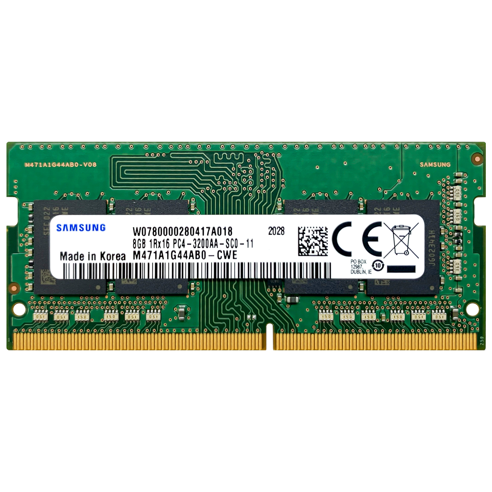 Begagnat 8GB DDR4 (1x8GB) Samsung SODIMM 1Rx16 PC4-3200AA 3200MHz RAM Minne (Single Sided Memory)
