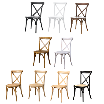 Restaurangstol i trä med korsrygg