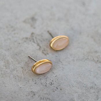 Sence Copenhagen - Earstuds Rose Quartz Worn Gold