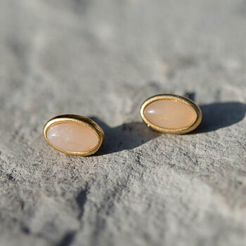 Sence Copenhagen - Earstuds Rose Quartz Worn Gold