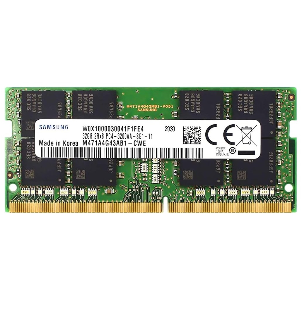 Begagnat 32GB DDR4 (1x32GB) Samsung SODIMM 2Rx8 PC4-3200AA 3200MHz RAM Minne M471A4G43AB1