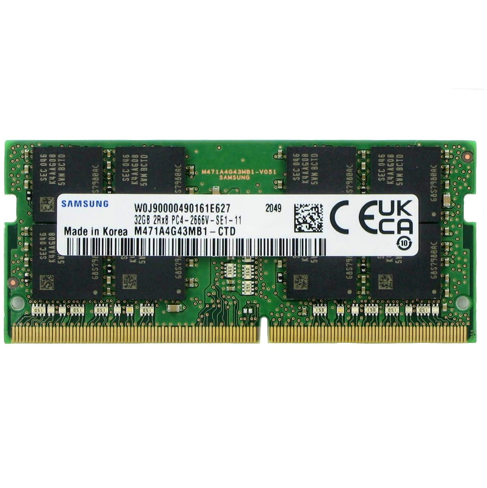Begagnat 32GB DDR4 (1x32GB) Samsung SODIMM 2Rx8 PC4-2666V 2666MHz RAM Minne M471A4G43MB1-CTD
