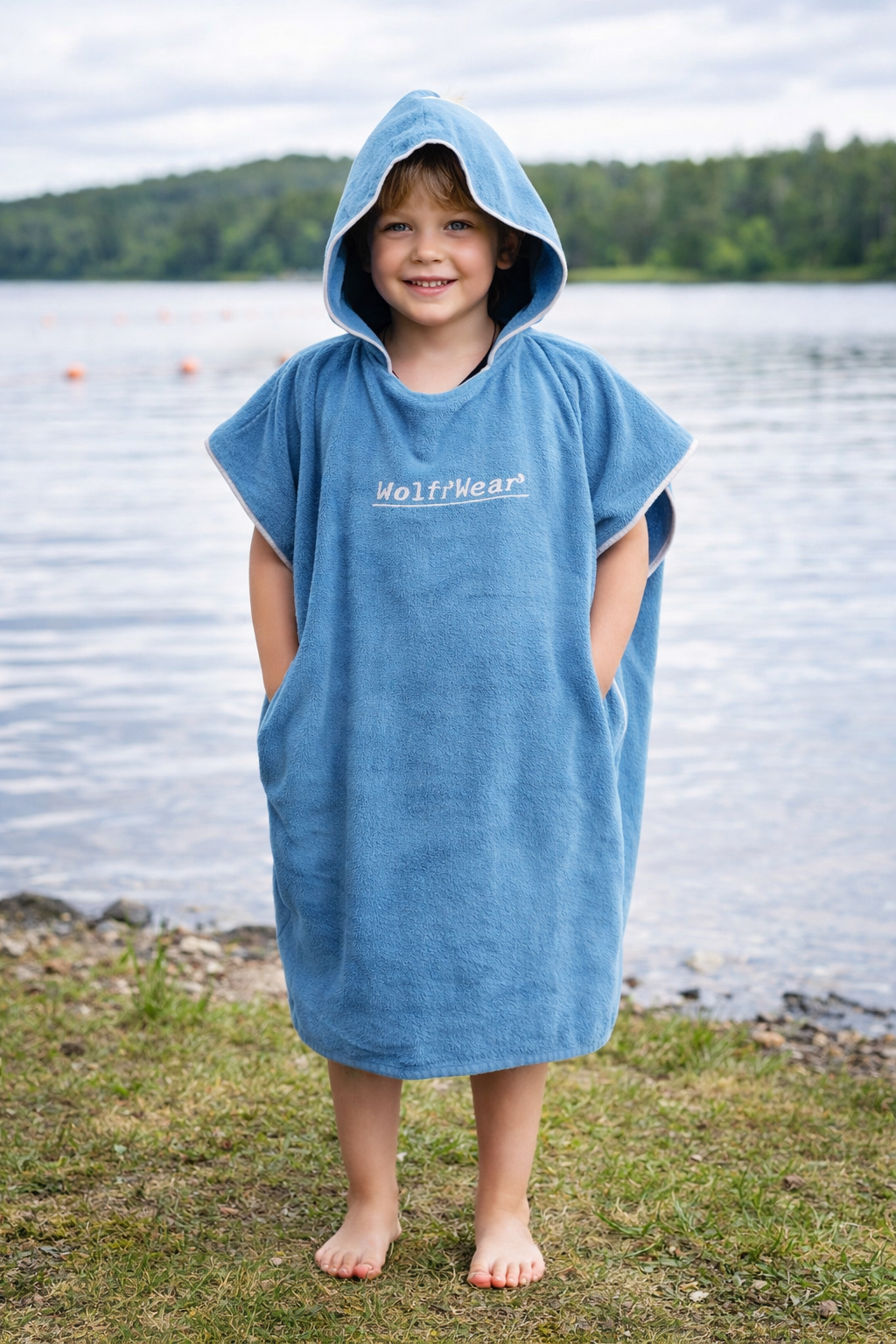 Poncho Towel De luxe Extra thick and cuddly- KIDS - Wolffwear - Sky blue - 4