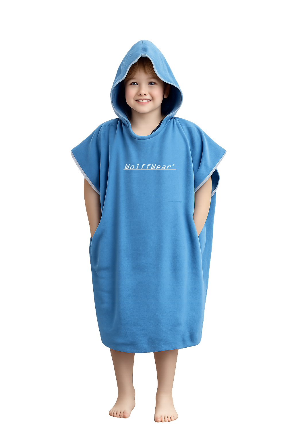 Poncho Towel De luxe Extra thick and cuddly- KIDS - Wolffwear - Sky blue