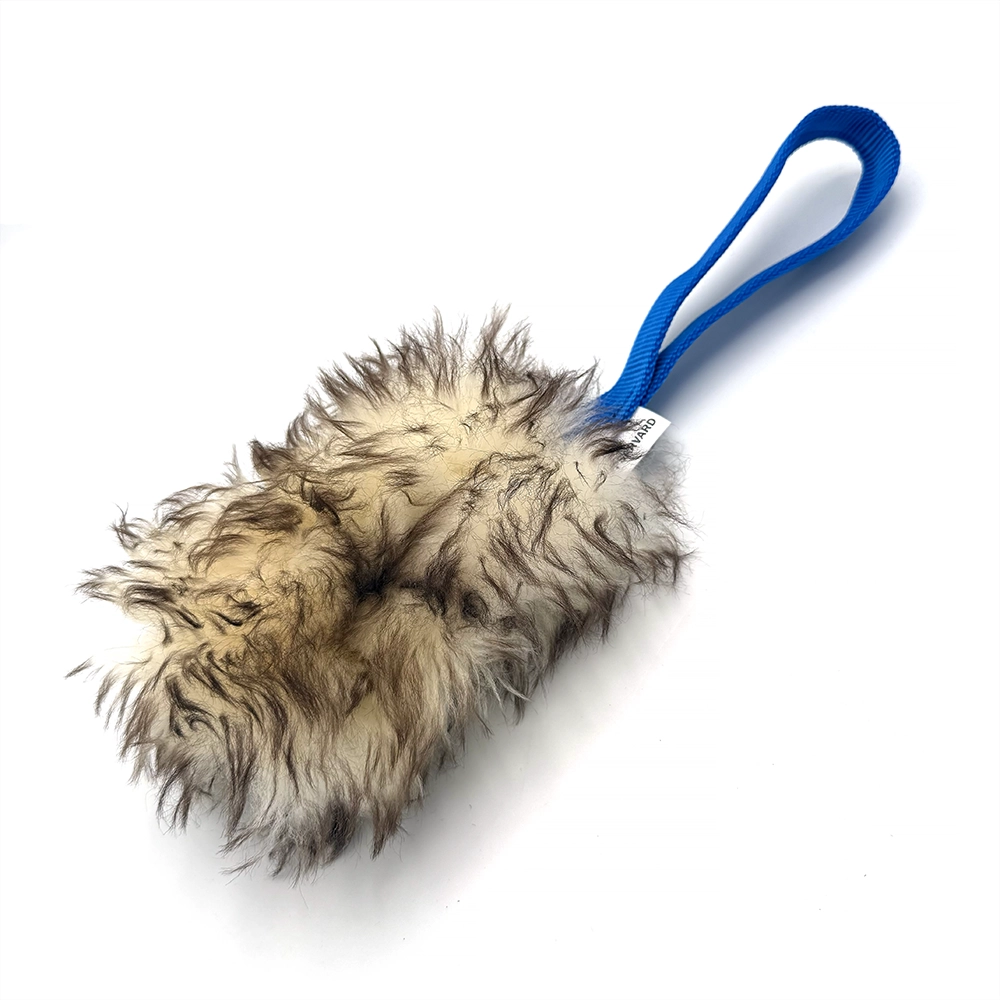 Sheepskin and short handle dog toy for dog training