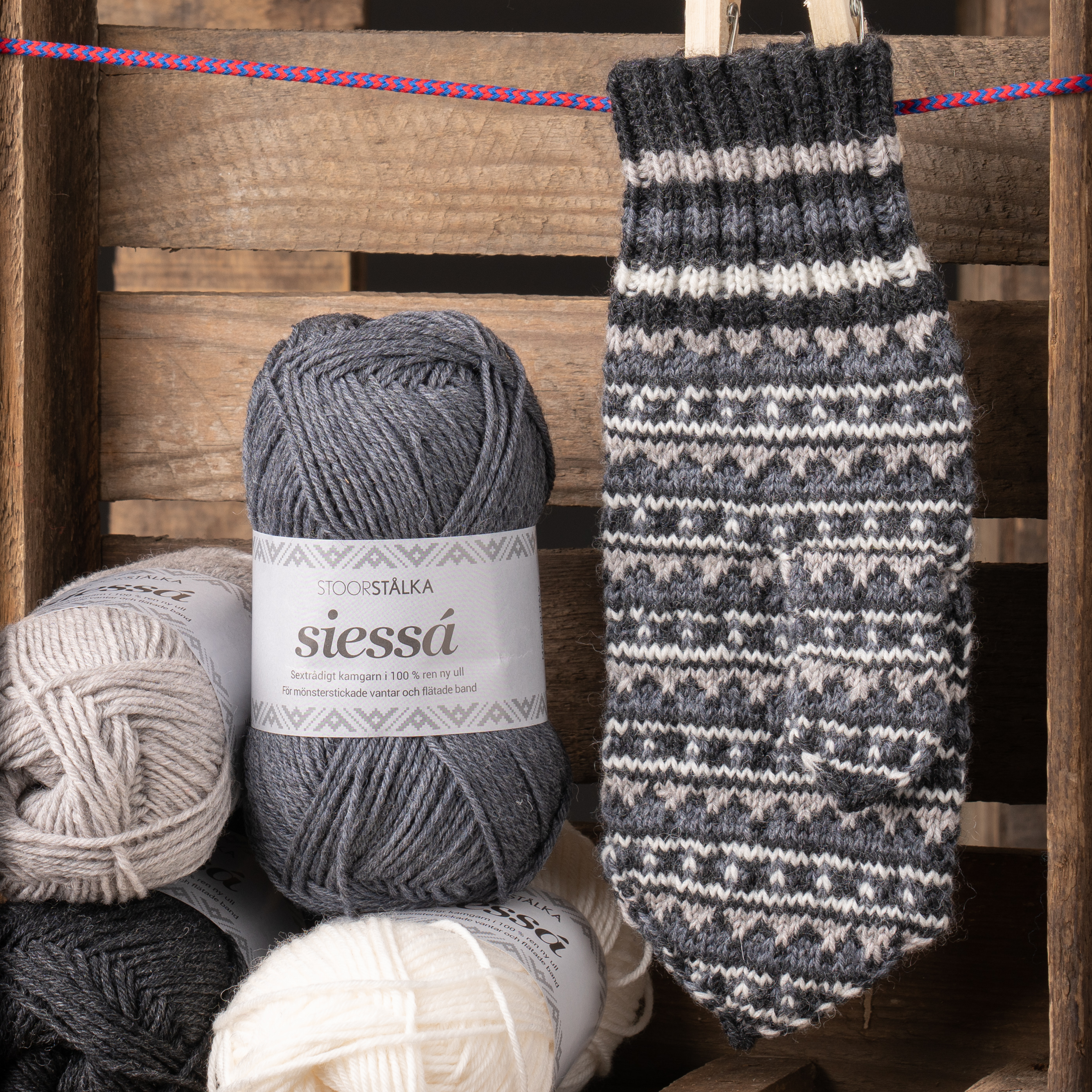 Strickset Fäustlinge Gråskala Karesuando
