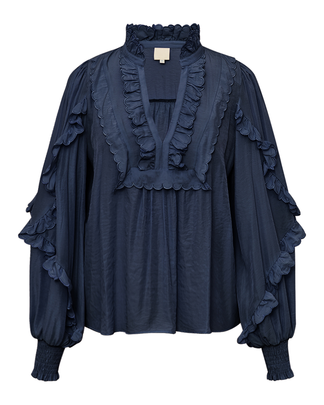 Blus Nana med volanger mörkblå - 2