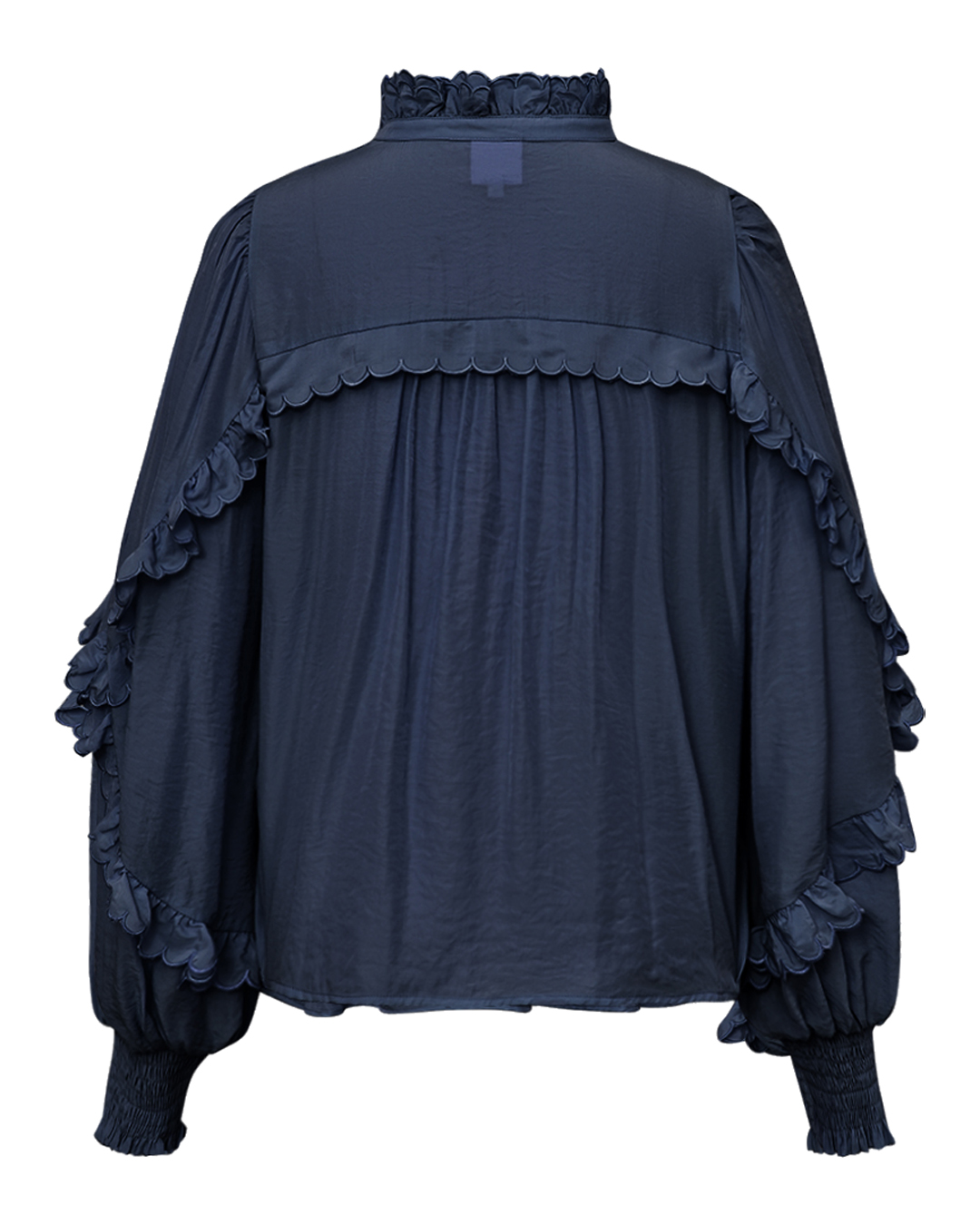 Blus Nana med volanger mörkblå - 3