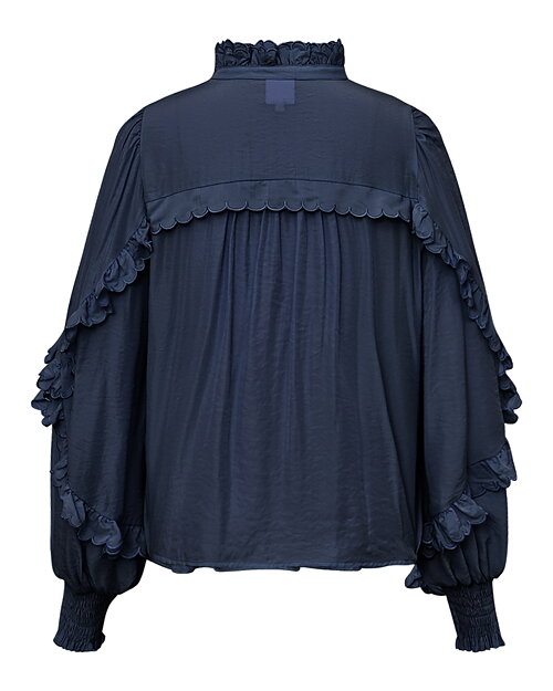 Blus Nana med volanger mörkblå - 3