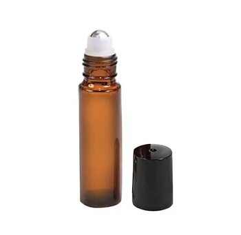 Glasflaska med roller, svart - 10 ml