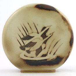 グナー・ニールンド  Flambeシリーズ  アールデコ調のベース  鳥モチーフ  14cm  1932年