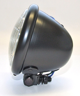 BATES LAMPA 4 1/2" DIAMETER, 12 VOLT 35/35 WATT HEL OCH HALVLJUS MED BLÅ INDIKERINGS LAMPA PÅ OVAN SIDAN 