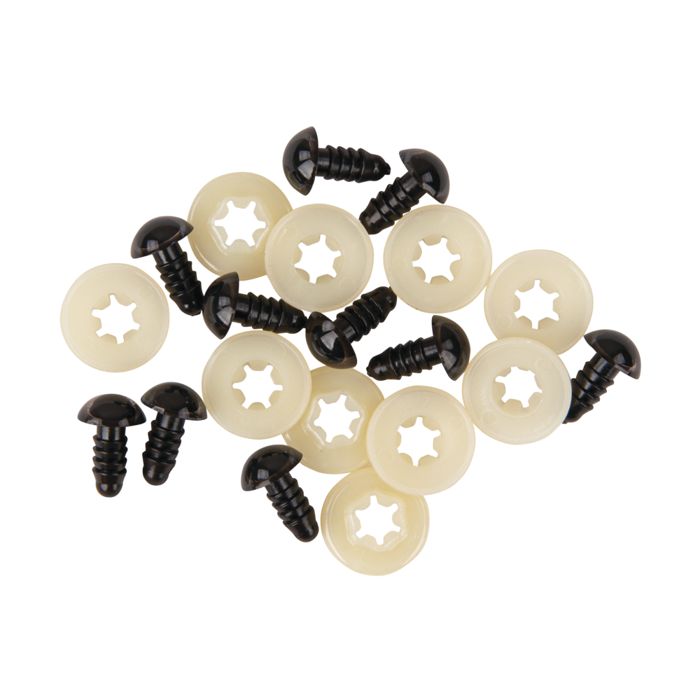 Säkerhetsögon, mörkbruna 10st, plast 9mm. , Rayher - 3