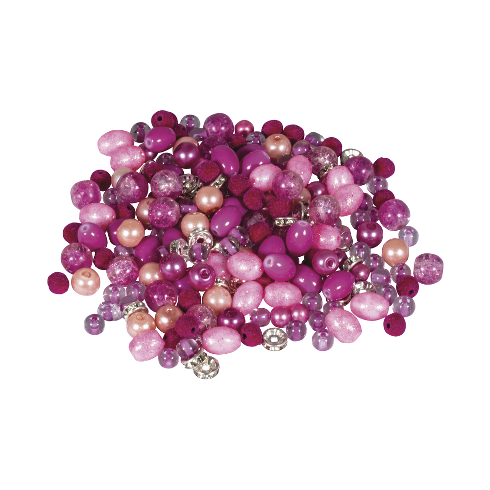 Rosa - Mixade pärlor, 100g, Rayher.