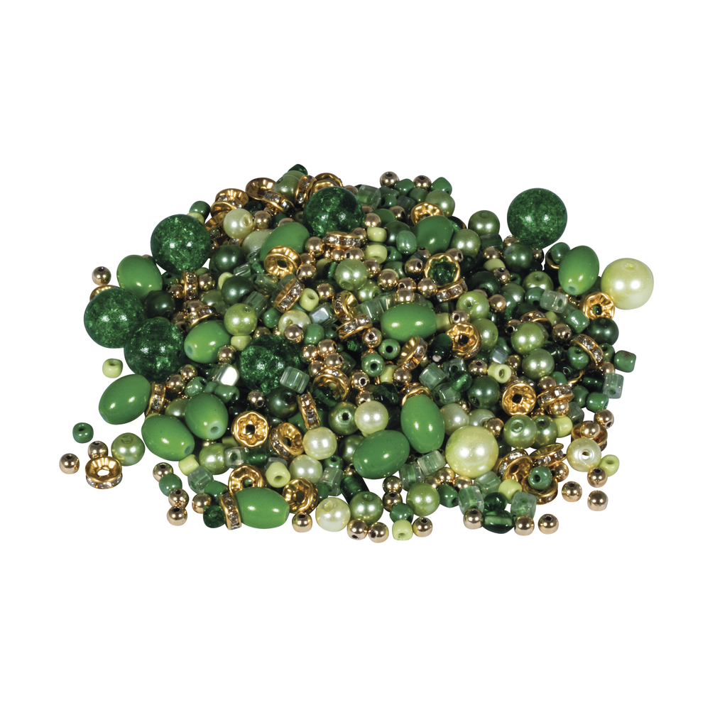 Ormbunksgrön - Mixade pärlor, 100g, Rayher.