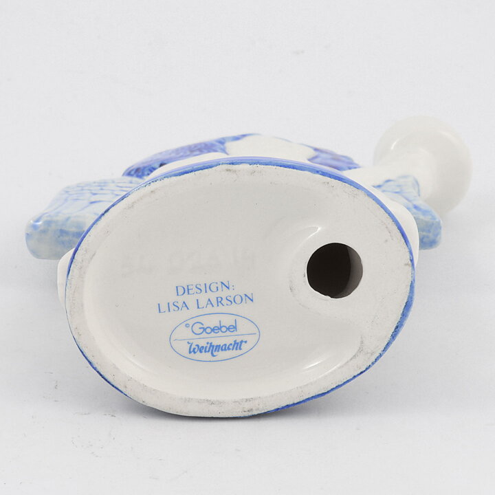 Lisa Larson (Goebel 1987) Blue/White Candleholder Angel 15 cm (2)