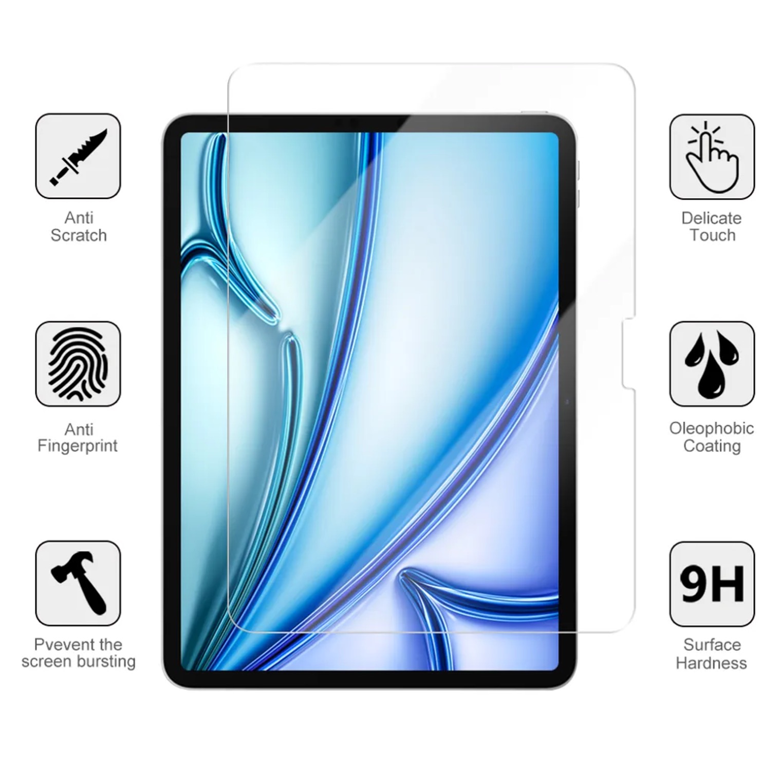 iPad Air 13 tum M3 2025 skärmskydd härdat glas 9H - 7