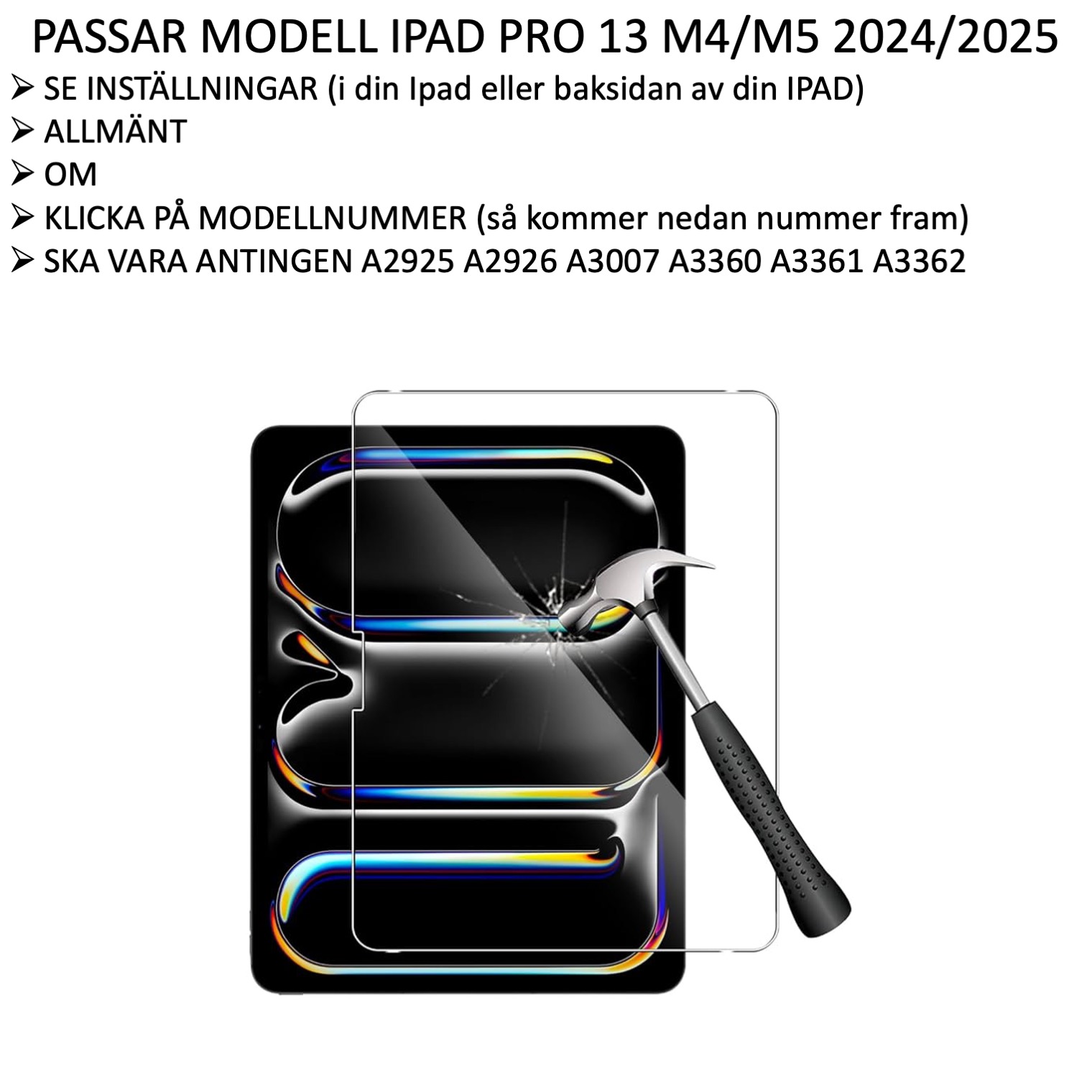 iPad Pro 13 tum M5 2025 skärmskydd härdat glas 9H - 2