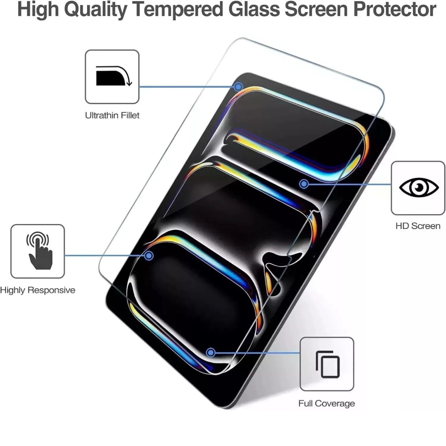 iPad Pro 13 tum M5 2025 skärmskydd härdat glas 9H - 6