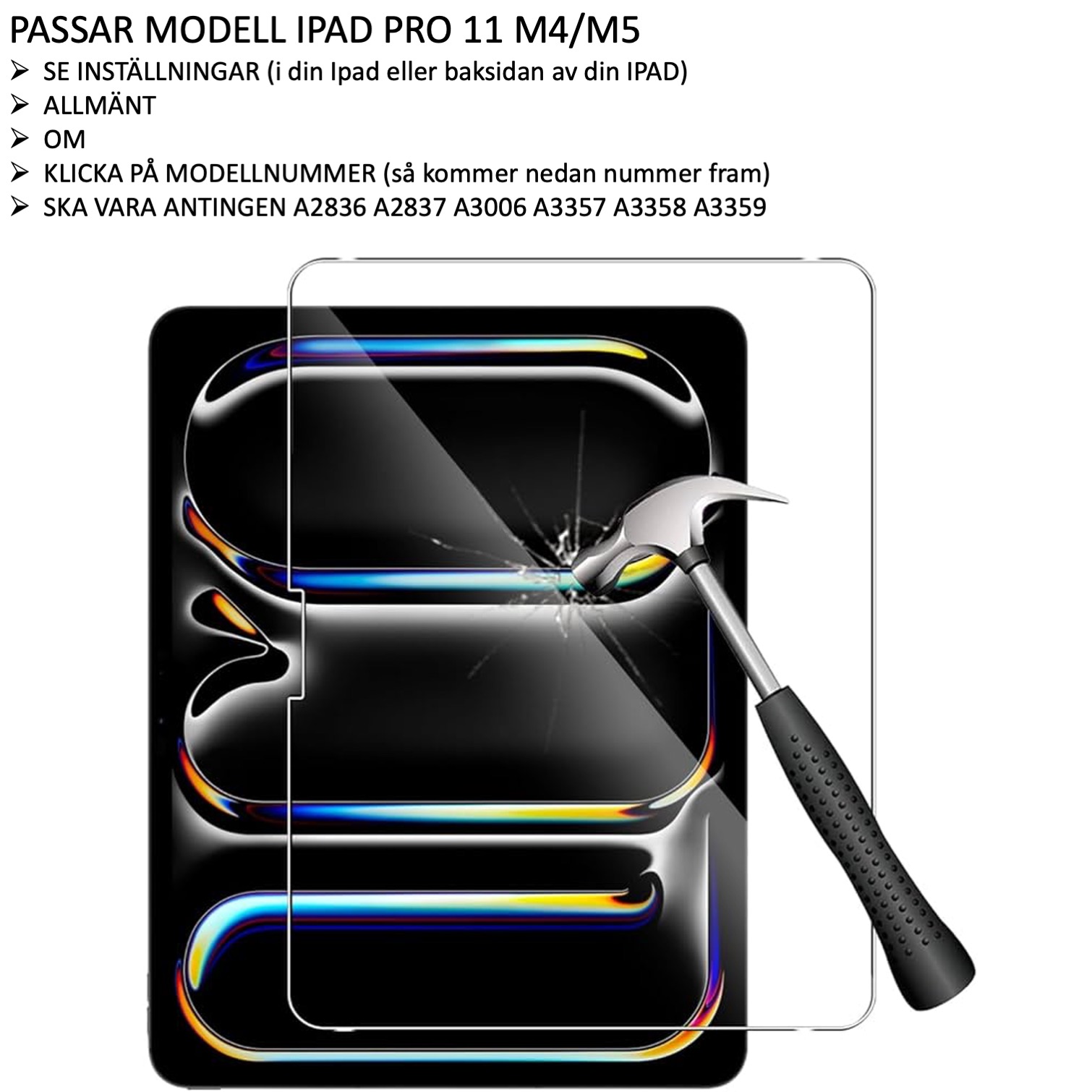 iPad Pro 11 tum M5 2025 skärmskydd härdat glas 9H - 2