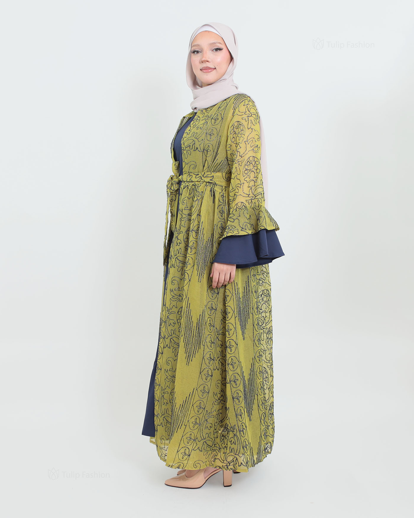 Open Abaya - Light Green - 7