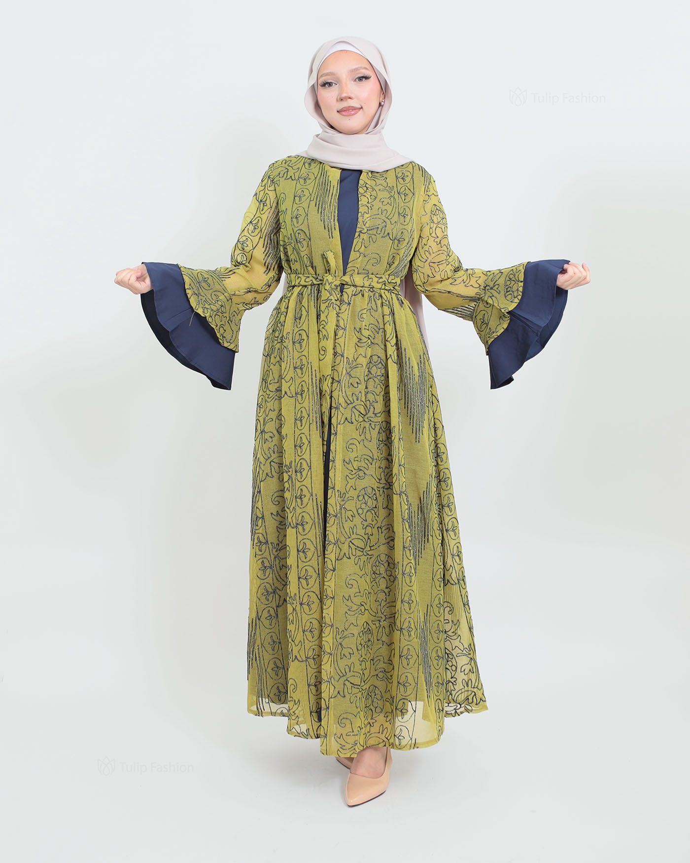 Open Abaya - Light Green - 10