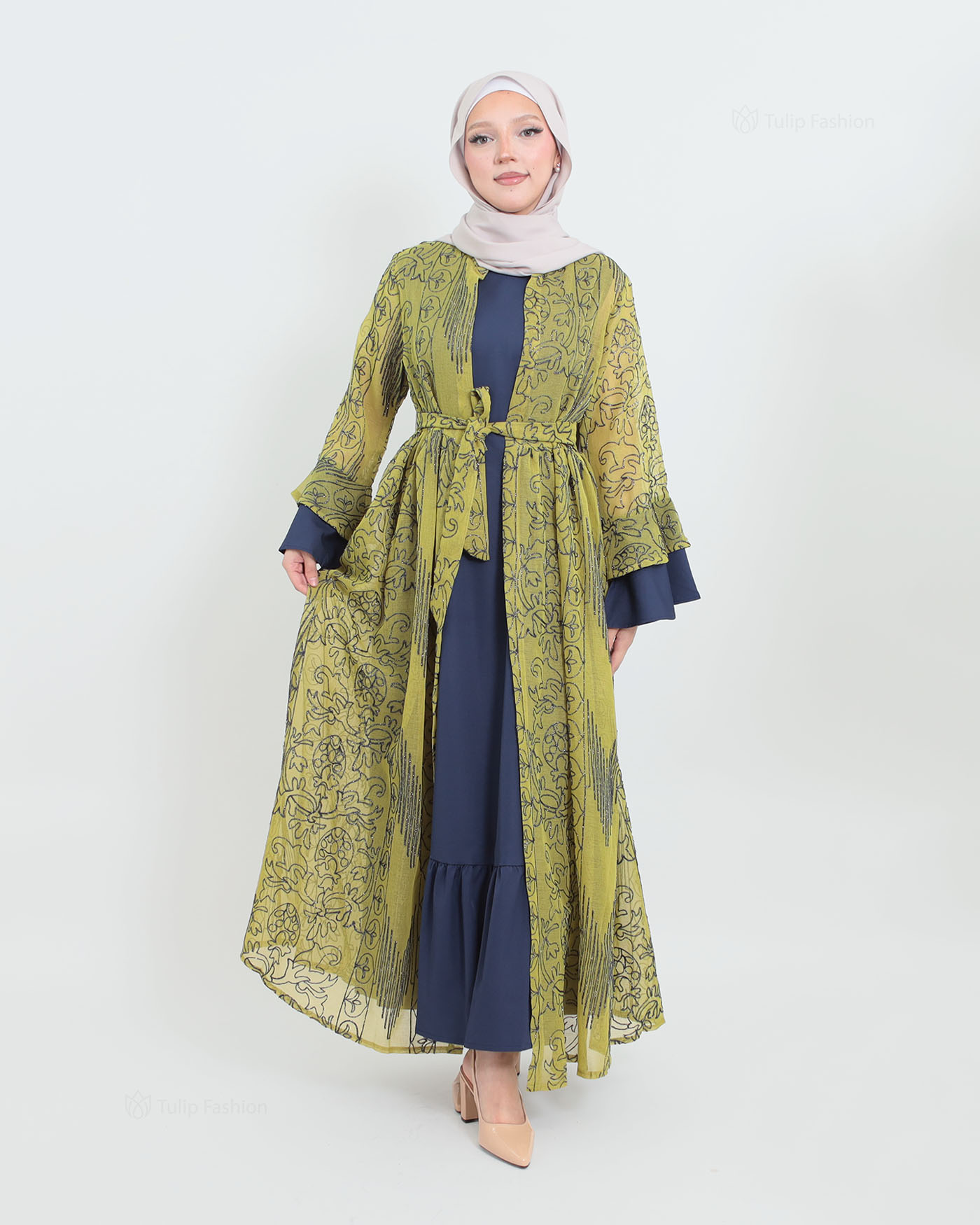 Open Abaya - Light Green - 6
